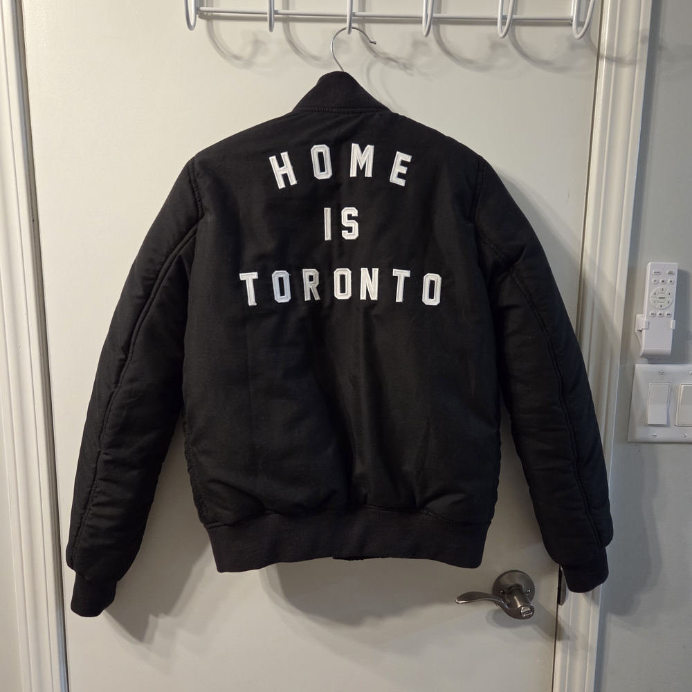 Black Bomber Jacket with White Lettering